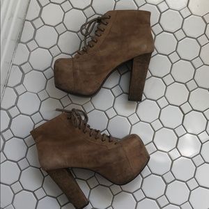 Jeffrey Campbell Lita Tan Suede Platform Bootie